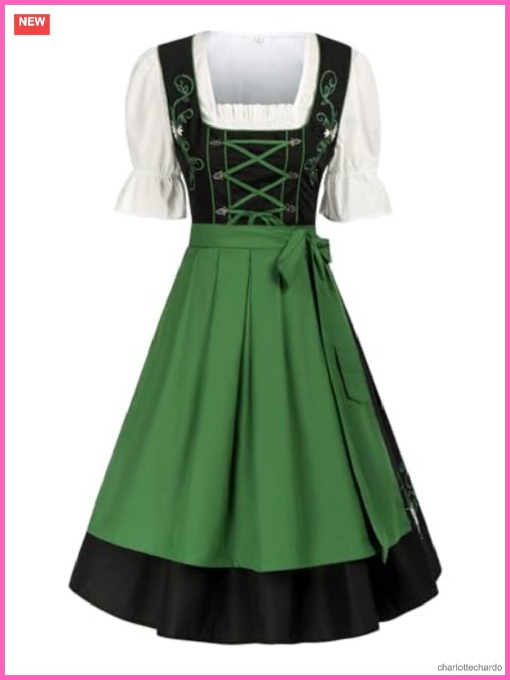 3 Piece Dirndl Dress Oktoberfest Costume for Women Bavarian Outfit